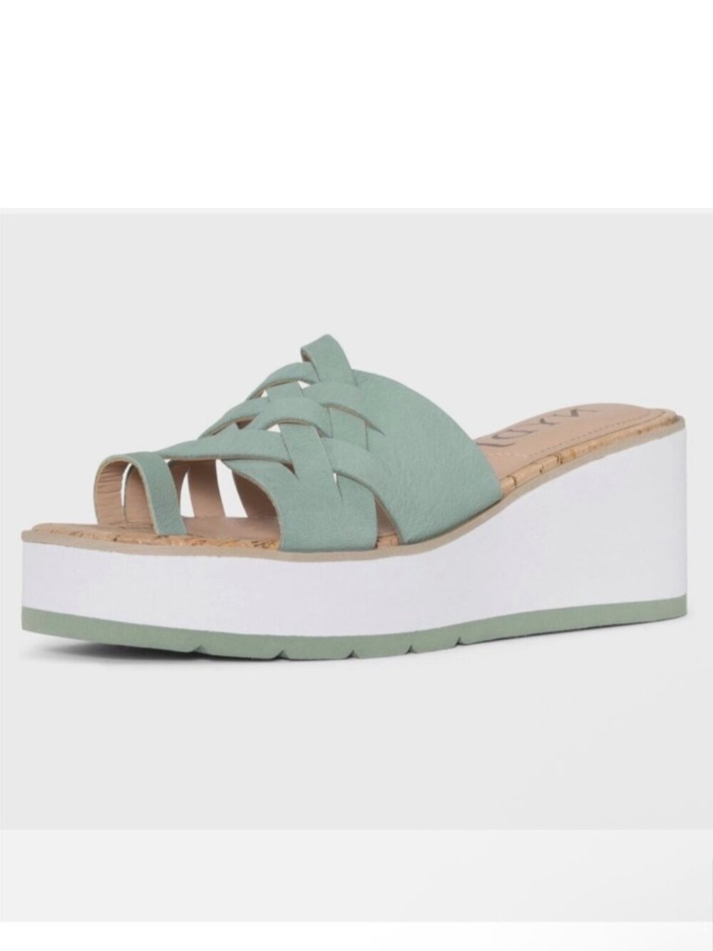 Size 9.5 NYDJ Shoes Womens Jade Green RESSIE Tumbled Goat Wedge Platform Sandals